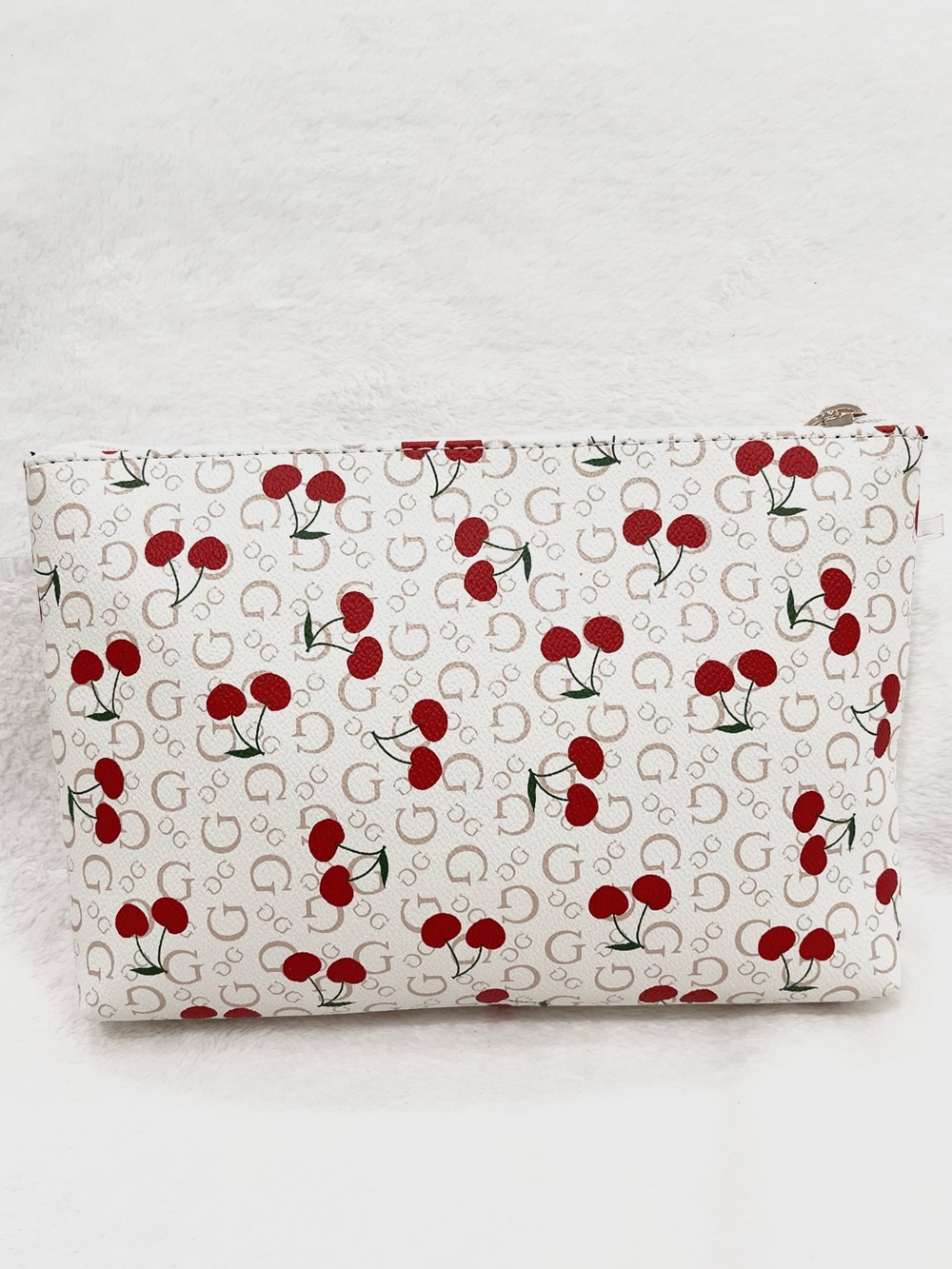 Guess White Cosmetic Pouch with Red Cherry Print - Picture 3 of 4